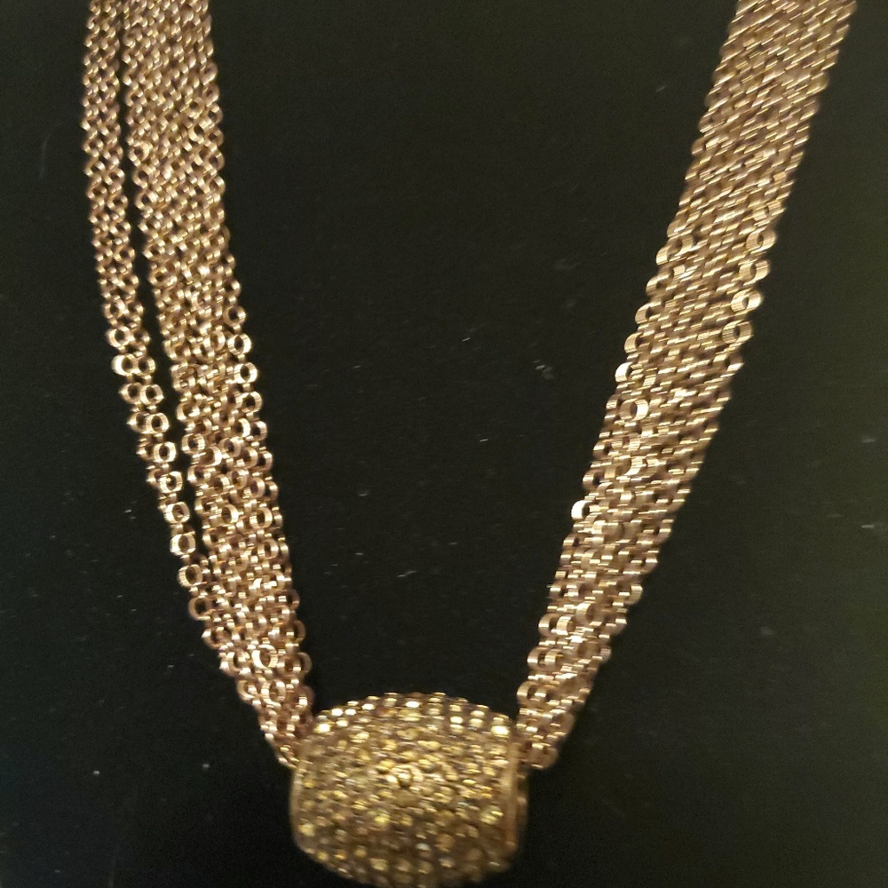 Chico's Copper-tone Necklace w Bejeweled Pendant